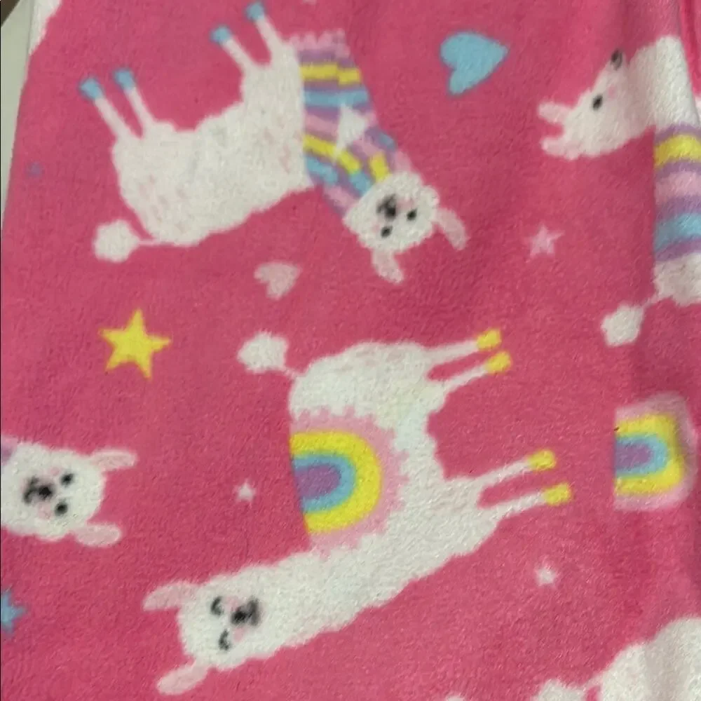 Childrens place M Pink Llama rainbow Kids Pajamas fleece nwot never worn